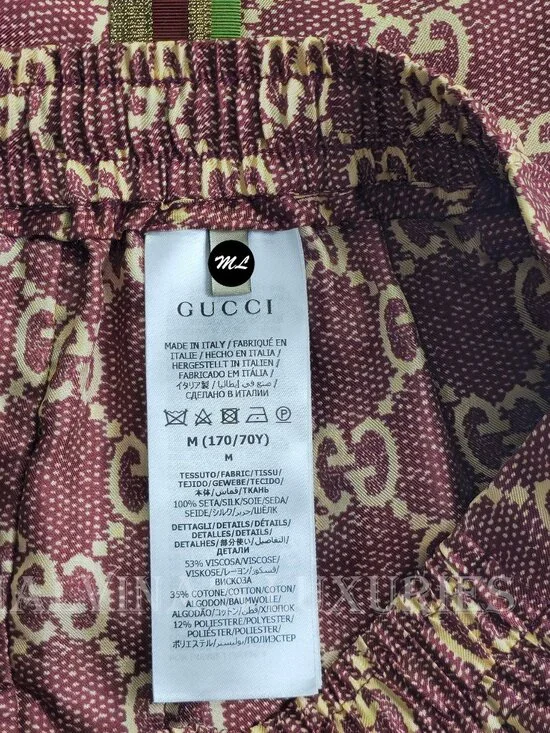 GUCCI PANTS GG SUPREME PRINT SILK LOUNGE TROUSERS - Picture 13 of 15